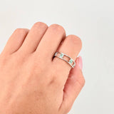 Ring Tambourine Emeralds 55pts 2.6g / T9 Silver 925