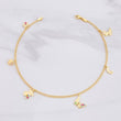 Tobillera Aro Seguido Doble Dijes Colgantes 5.45g / 11 in / 2.2mm Oro Amarillo 18K