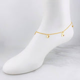 Tobillera Aro Seguido Doble Dijes Colgantes 5.45g / 11 in / 2.2mm Oro Amarillo 18K