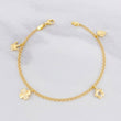 Pulso Aro Seguido Doble Dijes Colgantes 3.6g / 7 3/4 in / 2.2mm Oro Amarillo 18K