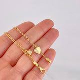Pulso Aro Seguido Doble Dijes Colgantes 3.6g / 7 3/4 in / 2.2mm Oro Amarillo 18K