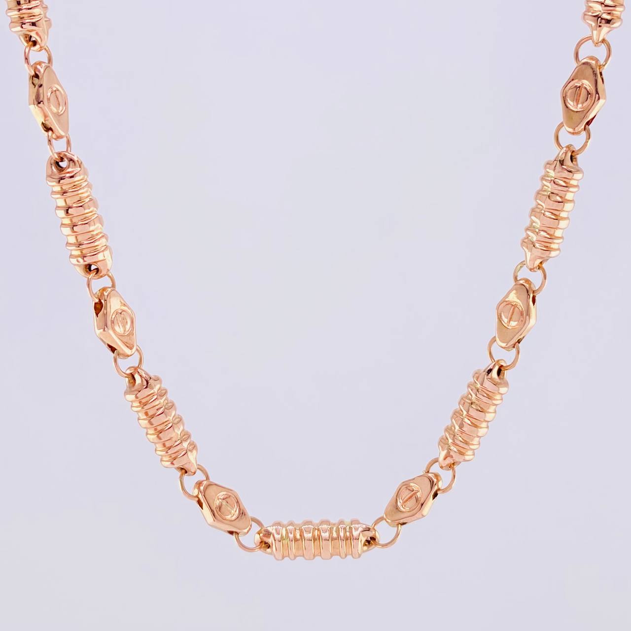 Rustic Barrel Screw Chain 17.55g / 26 in / 5mm 18K Rose Gold