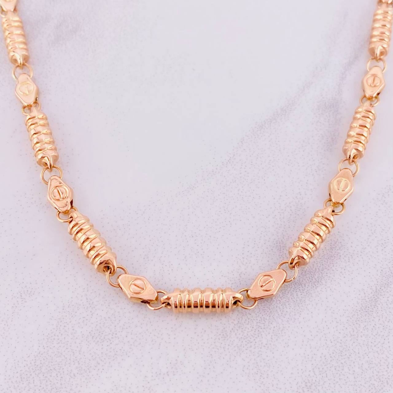 Rustic Barrel Screw Chain 17.55g / 26 in / 5mm 18K Rose Gold