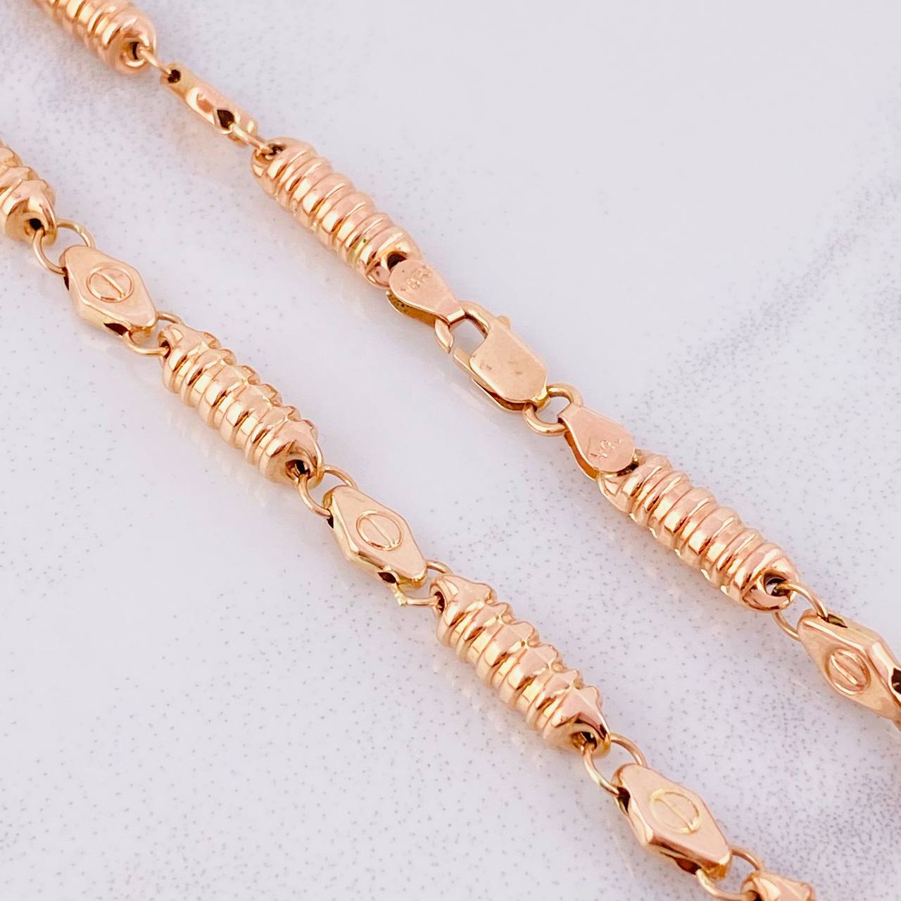 Rustic Barrel Screw Chain 17.55g / 26 in / 5mm 18K Rose Gold
