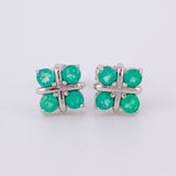 Stud Earrings Flower Gift 2.25gr / 8mm Emeralds 72pts - Lobster Claw Butterfly White Gold (Jewel) *