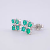 Stud Earrings Flower Gift 2.25gr / 8mm Emeralds 72pts - Lobster Claw Butterfly White Gold (Jewel) *