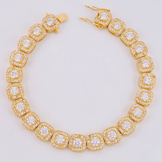 Pulso Tennis Tupido 21.9g / 7 1/4 in / 8mm Dos Oros Amarillo Blanco 18K