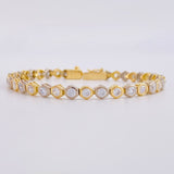Pulso Tennis Burbuja 13.6g / 7 1/4 in / 4.9mm Dos Oros Amarillo Blanco 18K