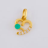 Pendant Heart Silhouette 1.55gr / 1.8cm / Emeralds 18pts White Diamonds 7pts 18K Yellow Gold (Jewel) *