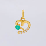 Pendant Heart Silhouette 1.55gr / 1.8cm / Emeralds 18pts White Diamonds 7pts 18K Yellow Gold (Jewel) *