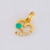 Pendant Heart Silhouette 1.55gr / 1.8cm / Emeralds 18pts White Diamonds 7pts 18K Yellow Gold (Jewel) *