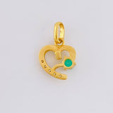 Pendant Heart Silhouette 1.55gr / 1.8cm / Emeralds 18pts White Diamonds 7pts 18K Yellow Gold (Jewel) *