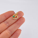 Pendant Heart Silhouette 1.55gr / 1.8cm / Emeralds 18pts White Diamonds 7pts 18K Yellow Gold (Jewel) *