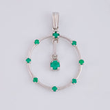 Dije Aro Colgante 2.95gr / 3.5cm / Esmeraldas 55pts Oro Blanco 18K (Joya) *