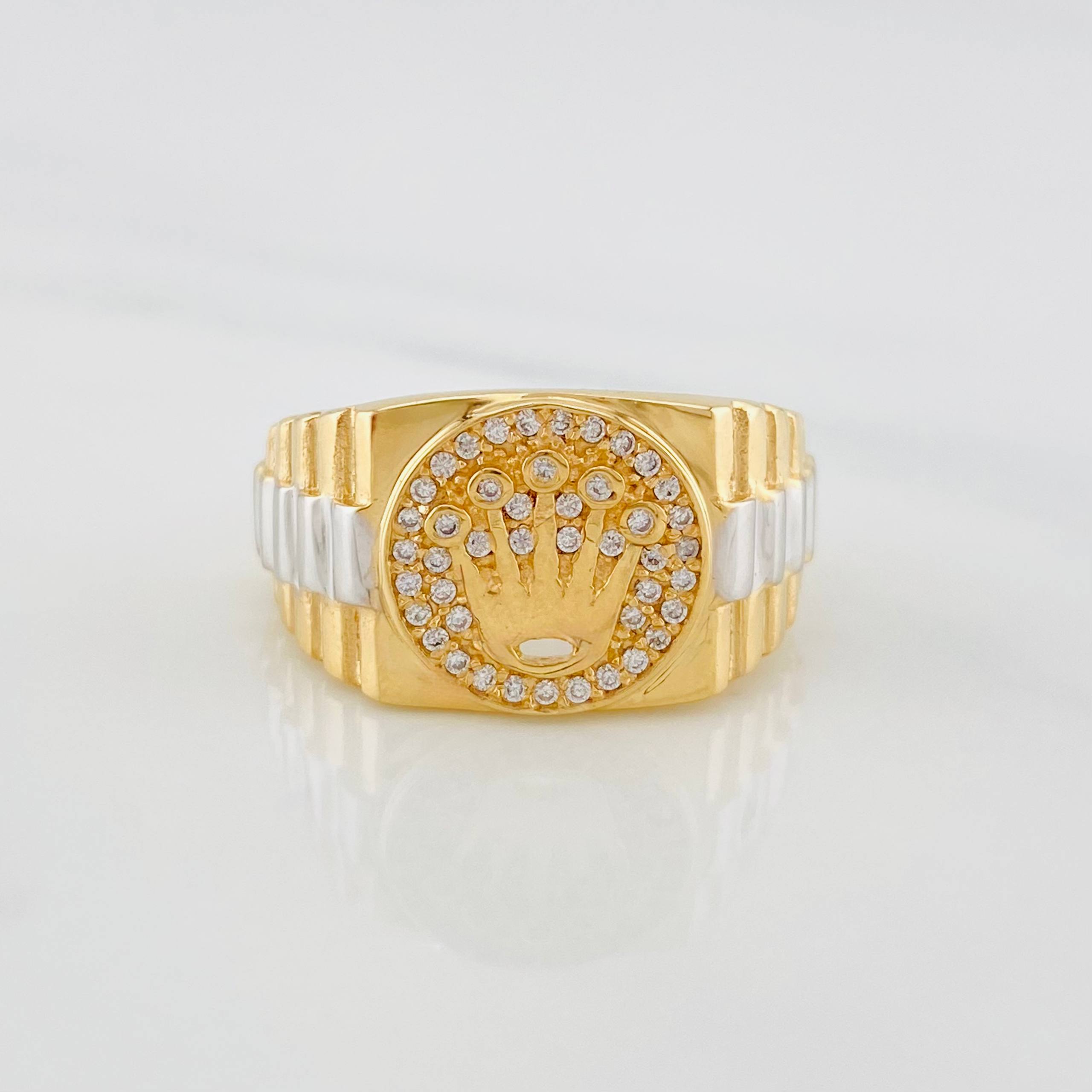 Anillo Corona 6.95g / T9 1/2 Dos Oros Amarillo Blanco 18K