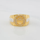Anillo Corona 6.95g / T9 1/2 Dos Oros Amarillo Blanco 18K
