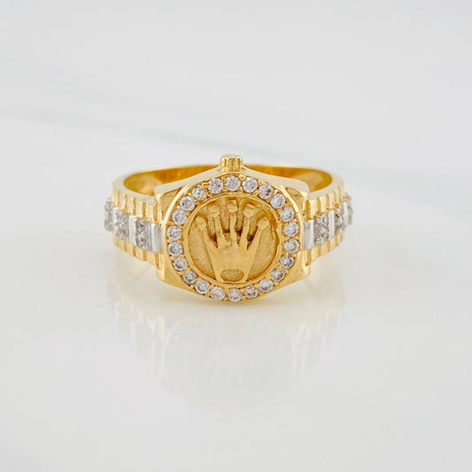 Anillo Corona 5.85g / T9 Dos Oros Amarillo Blanco 18K
