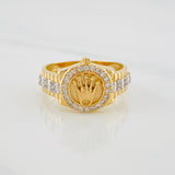 Anillo Corona 5.85g / T9 Dos Oros Amarillo Blanco 18K