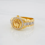 Anillo Corona 5.85g / T9 Dos Oros Amarillo Blanco 18K