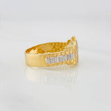 Anillo Corona 5.85g / T9 Dos Oros Amarillo Blanco 18K