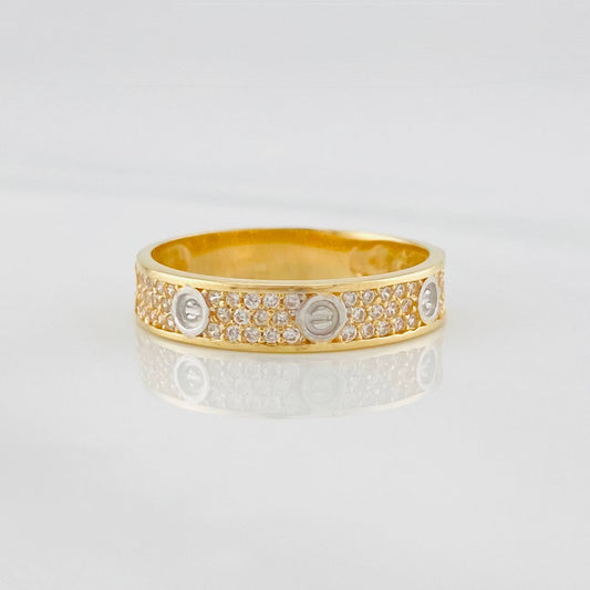 Anillo Argolla tornillo 2.55g / T7 Dos Oros Amarillo Blanco 18K