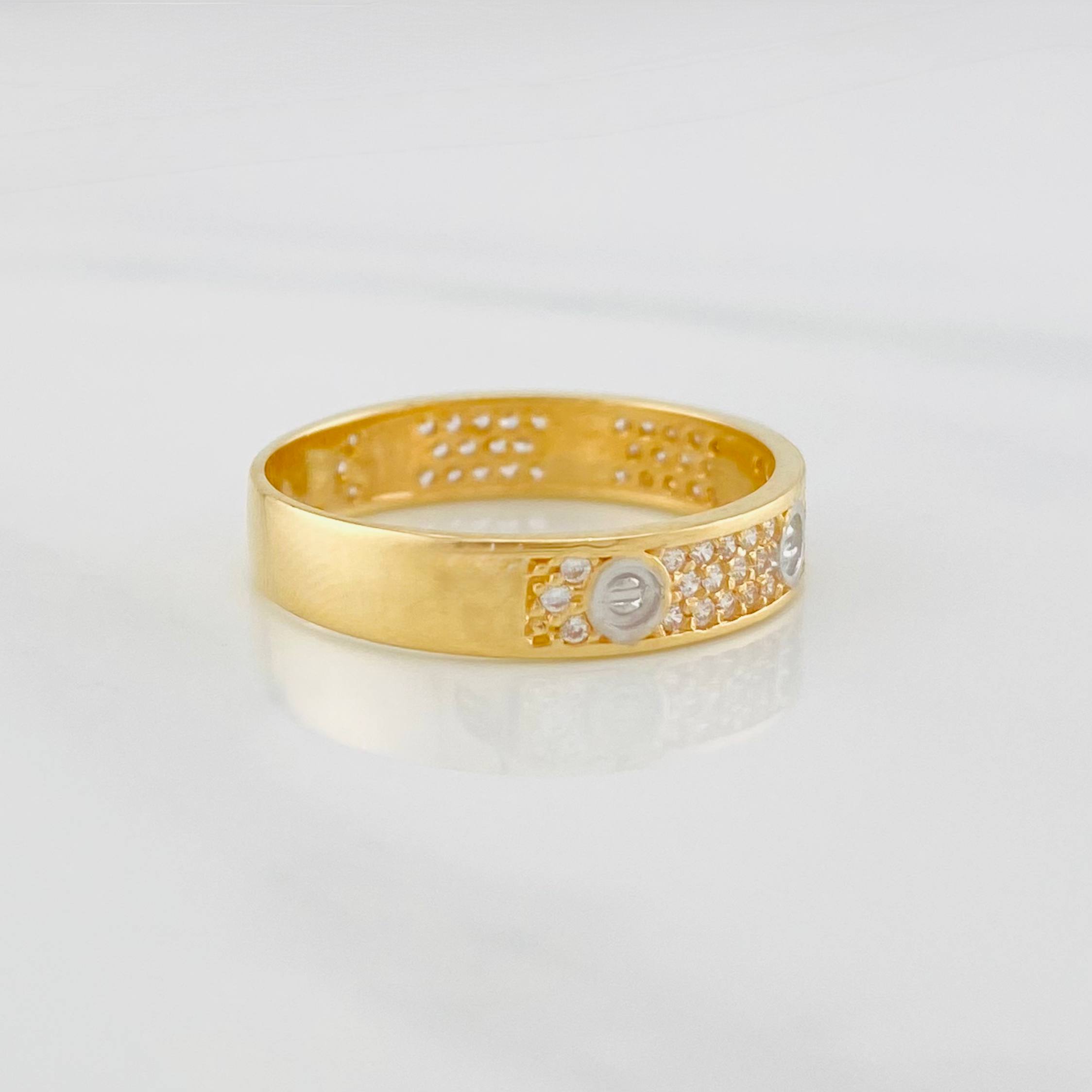 Anillo Argolla tornillo 2.55g / T7 Dos Oros Amarillo Blanco 18K