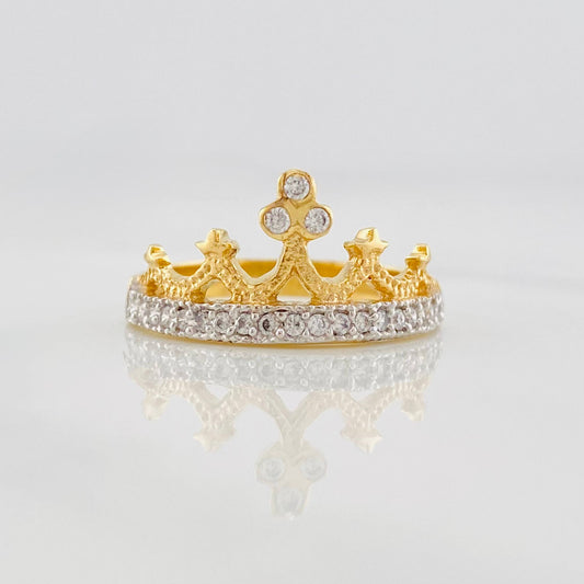 Princess Crown Ring 2.85g / Size 7 3/4 Two-Tone Yellow and White Gold 18K
