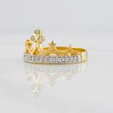 Anillo Corona princesa 2.85g / T7 3/4 Dos Oros Amarillo Blanco 18K