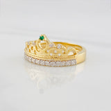 Anillo Corona princesa 3.9g / T7 Dos Oros Amarillo Blanco 18K