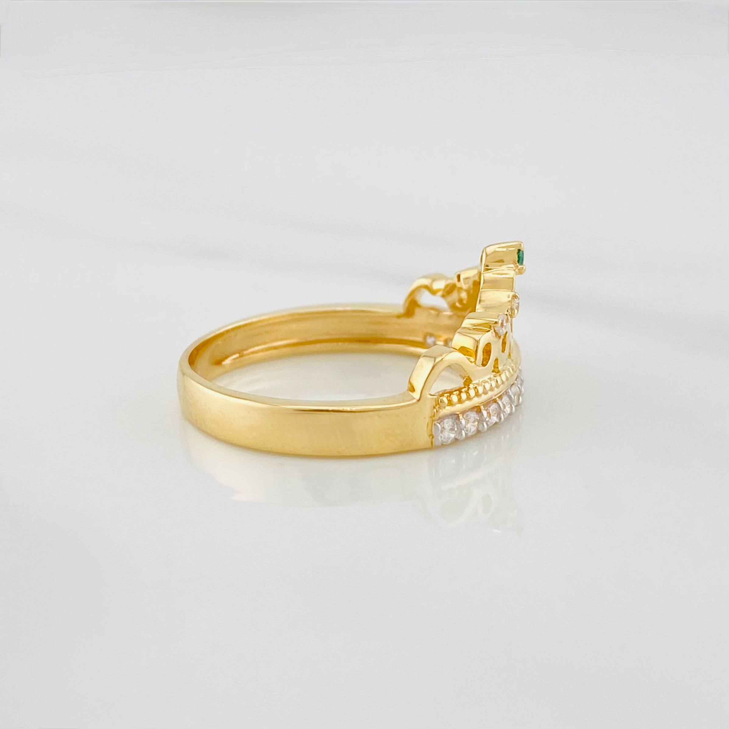 Anillo Corona princesa 3.9g / T7 Dos Oros Amarillo Blanco 18K