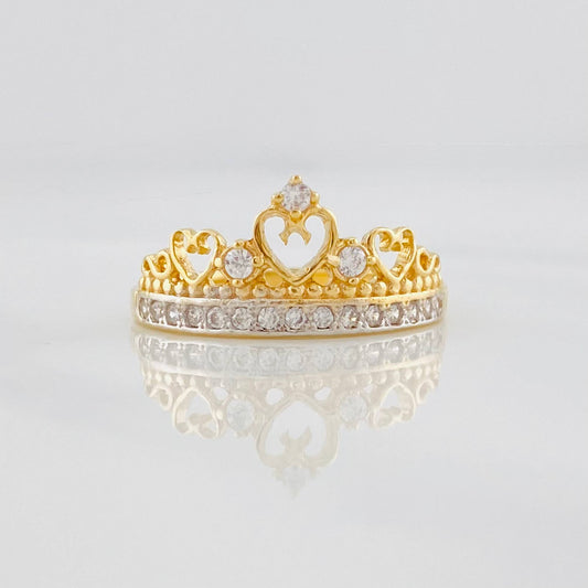 Princess Crown Ring 2.7g / Size 7 Two-Tone Yellow White Gold 18K