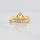 Anillo Corona princesa 2.7g / T7 Dos Oros Amarillo Blanco 18K