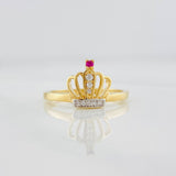Anillo Corona 1.95g / T6 Dos Oros Amarillo Blanco 18K