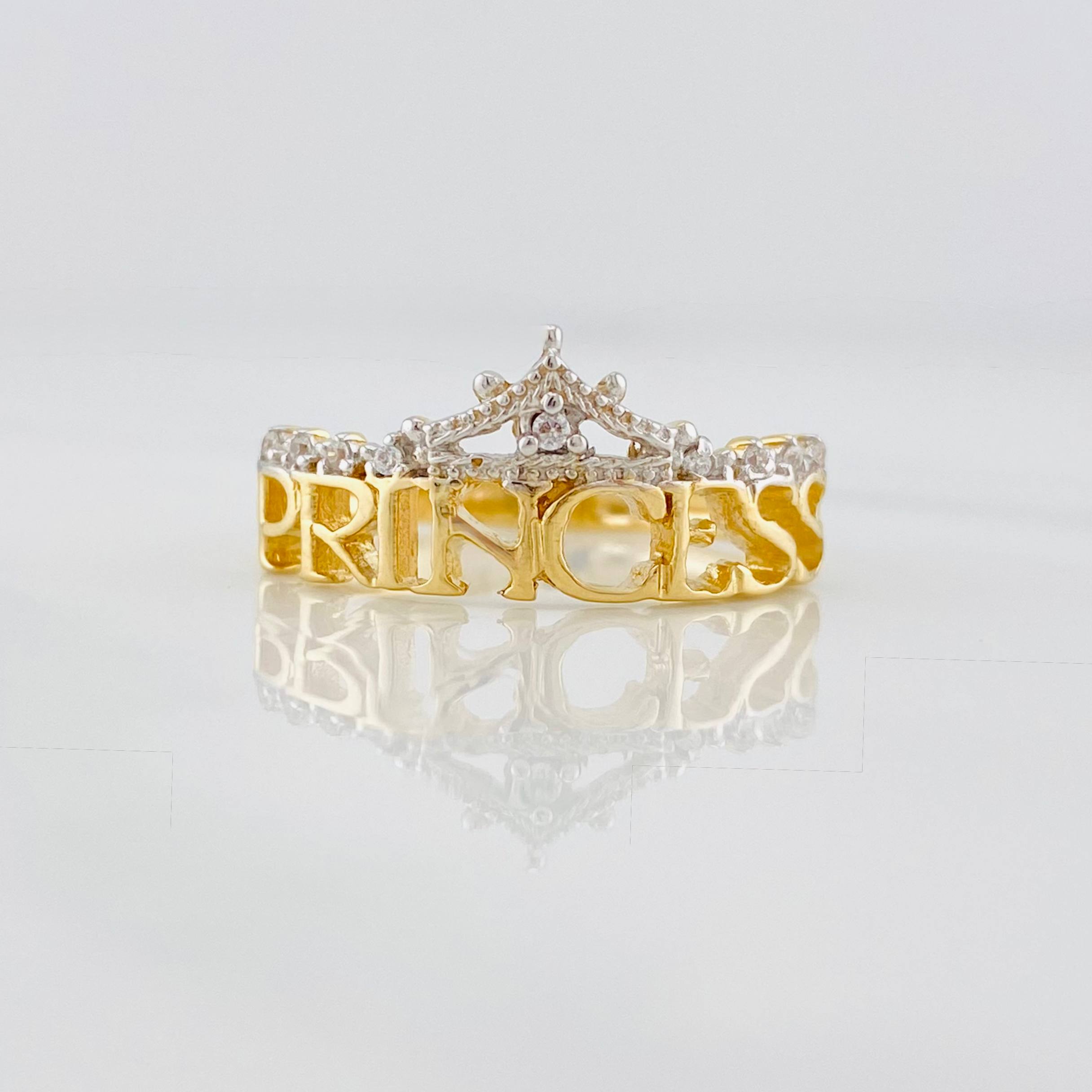 Anillo Corona princess 3.15g / T7 3/4 Dos Oros Amarillo Blanco 18K
