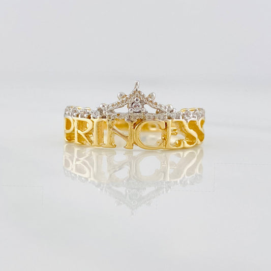 Princess Crown Ring 3.15g / Size 7 3/4 Two-Tone Yellow and White Gold 18K