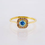 Square Halo Ring 2.05gr / T7 3/4 / 18K Yellow Gold ©