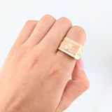 Anillo Sello Dólar 7.7gr / T9 / Tres Oros 18K ©