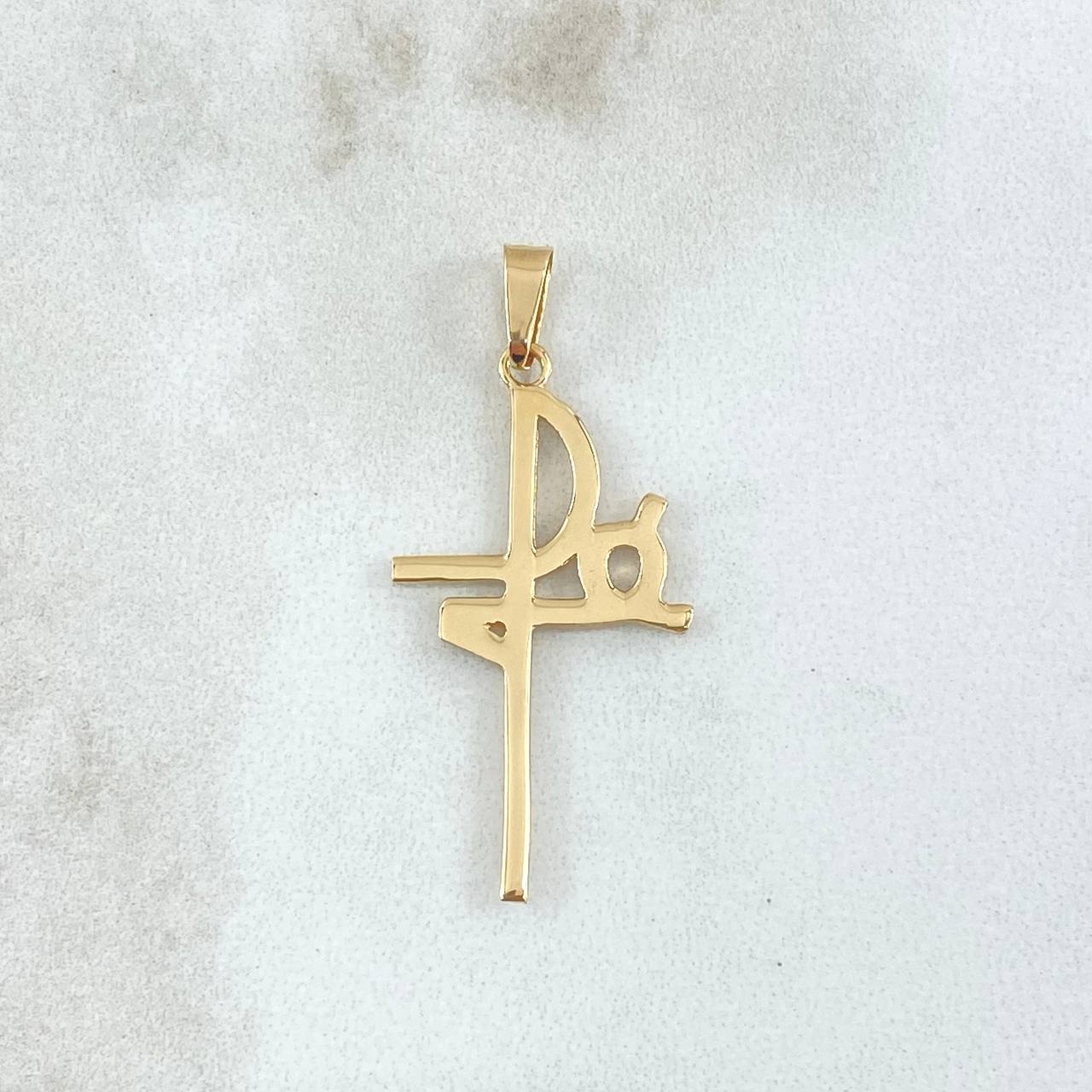 Dije Cruz Fé 1.25gr / 3.5cm / Liso Oro Amarillo 18K *