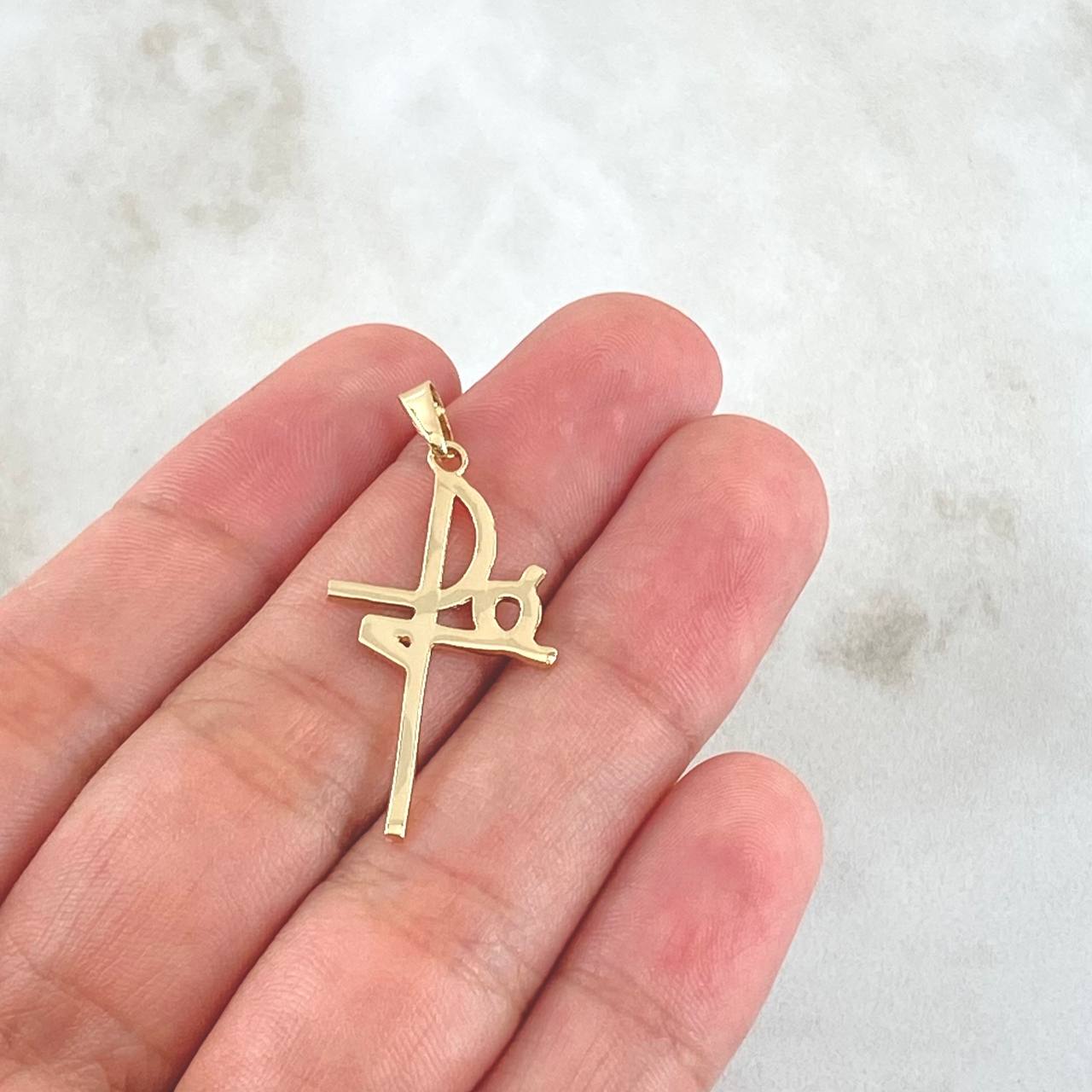 Dije Cruz Fé 1.25gr / 3.5cm / Liso Oro Amarillo 18K *