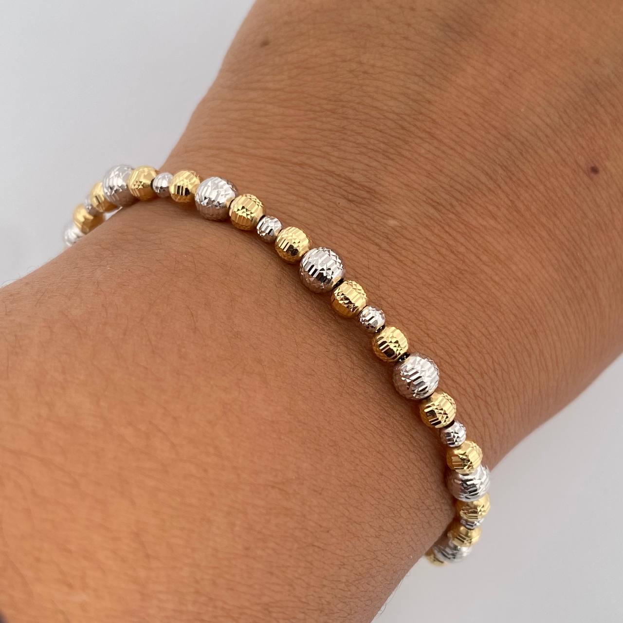 Bracelet Military Type 4.65gr / 19.2cm / 3mm-4mm-5mm Two Yellows White Gold +0 18K $