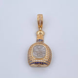 Pendant Don Julio Bottle 7.15gr / 4.3cm / Blue and White Zircons Two Yellow and White 18K Gold &