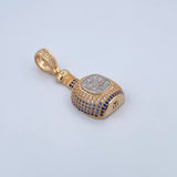 Pendant Don Julio Bottle 7.15gr / 4.3cm / Blue and White Zircons Two Yellow and White 18K Gold &