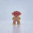 Pendant Astronaut 9.75gr / 2.4cm / Fuchsia White Zircons 18K Yellow Gold &