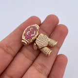 Pendant Astronaut 9.75gr / 2.4cm / Fuchsia White Zircons 18K Yellow Gold &