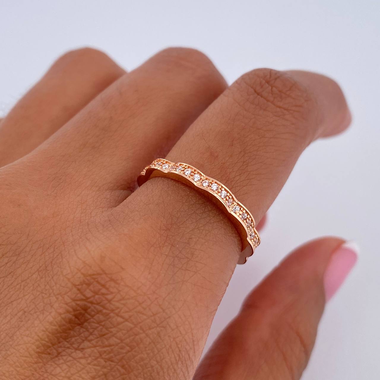 Churumbela Ring 1.8gr / Size 6 3/4 / White Zircons 18K Rose Gold $