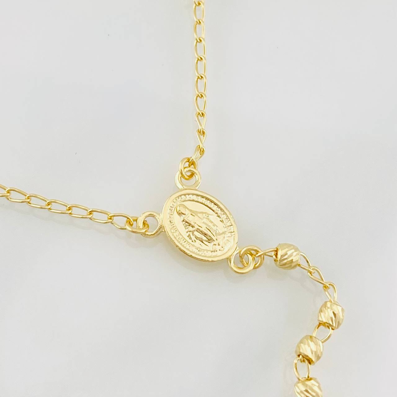 Rosary Miraculous Virgin Cross 6.15g / 22 in / 3mm Yellow Gold 18K