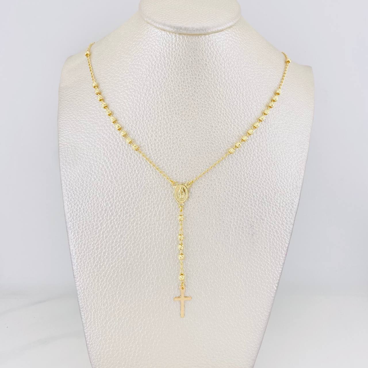 Rosary Miraculous Virgin Cross 6.15g / 22 in / 3mm Yellow Gold 18K