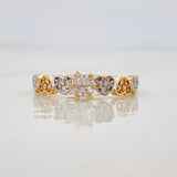 Solitaire Hearts Ring 2.2g / T7 1/2 Two-tone Yellow White Gold 18K