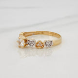 Solitaire Hearts Ring 2.2g / T7 1/2 Two-tone Yellow White Gold 18K