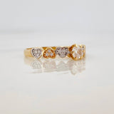 Solitaire Hearts Ring 2.2g / T7 1/2 Two-tone Yellow White Gold 18K